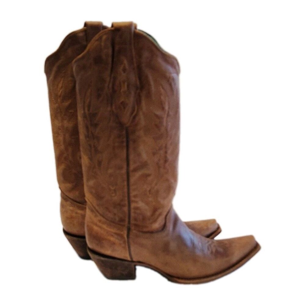 Corral Vintage Tan Leather Cowboy Western Boots Women's 8.5 Narrow Pull On